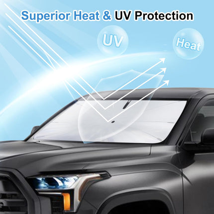 Windshield Sun Shade Umbrella Accessories Compatible with 2007 2008 2009 2010-2026 Tundra for Toyota Foldable Sunshade Sun Visor Blocks UV