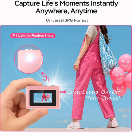 Mini Camera 1080P HD Video Recorder – Keychain Digital Camcorder with 64GB Card, 0.96" HD Display, Long Battery Life, Ultra-Portable Tiny Camera for Travel/Vlog/Night Shots, Ideal Gift, Pink