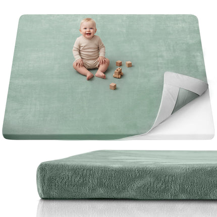 Mat de juego para bebé de 1.3" de grosor, mat para corral de 71x59 con funda desmontable y lavable, alfombra grande para piso, cojín de espuma y base antideslizante para niños, bebés, gris claro