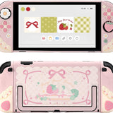 Strawberries with Cream Pink Silicone Protective Case with Thumb Grip Caps