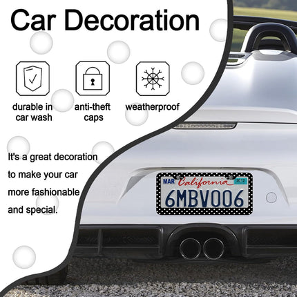 Polka Dots License Plate Frames，Polka dots Car Accessories for Women and Men ，Cute License Plate，Aluminum License Plate Frame Fits Standard US Vehicles Size 12.2 x 6 Inch (Black-Polka dots)