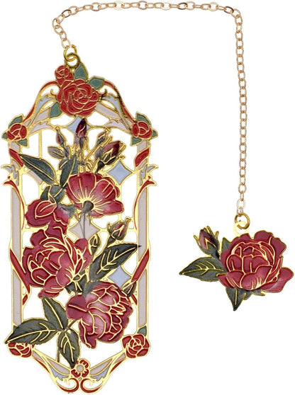 Red Rose Metal Bookmark Gift for Readers