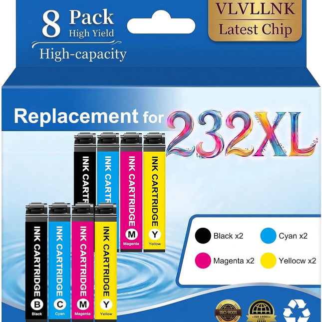 For 232XL Ink Cartridges Latest Upgrade (8-Pack) Remanufactured