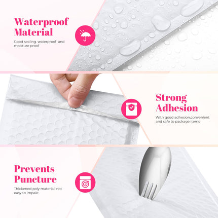 Bubble Mailers 10x13" Padded Envelopes White 40 Pack Waterproof