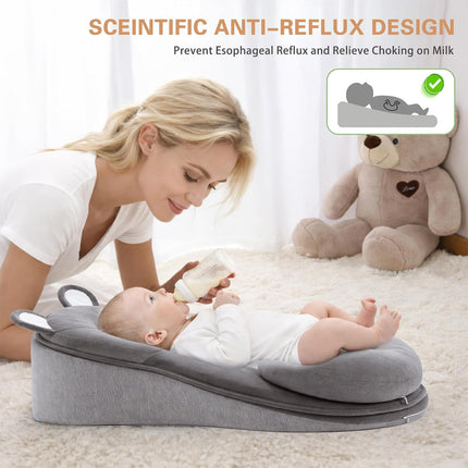 kornsurte Baby Lounger for Reducing Spit-Up, Breastfeeding & Bottle Feeding Support, Detachable Top and Bottom