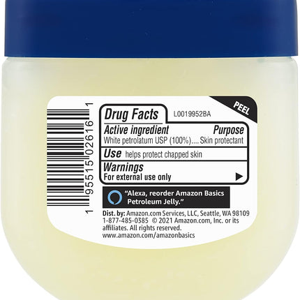 Amazon Basics Petroleum Jelly White Petrolatum Skin Protectant, Moisturizer for Chapped Lips and Irritated Skin, Unscented, 3.75 oz, 1-Pack (Previously Solimo)