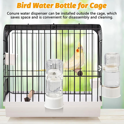BNOSDM Automatic Bird Water Dispenser 2 Pcs No Mess Parrot Cage Water Feeder Drinker Suspended Bird Drinking Device Parakeet Cage Accessories for Budgies, Cockatiel, Conure, Canary, Finch (White)