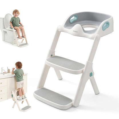2-in-1 Toddler Potty Training Seat with Steps, Green