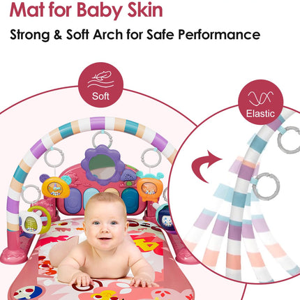 Pink Tiger Theme Baby Play Mat Gym with Kick & Play Piano