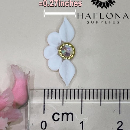 Set 10Pcs 3D Sweet Season Poinettia (5 Petals) Flower Nail Art Charms Handmade by Acrylic Powder Design Acrylic Nail Art for Women Girls (White-10Pcs)
