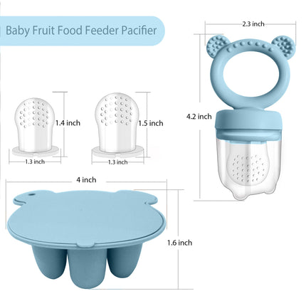 Baby Food Feeder Pacifier with Breast Milk Popsicle Teether-Silicone Forage Feeder for Babies-Breastmilk Storage Container and Freezer Tray-Teething Popsicle Molds