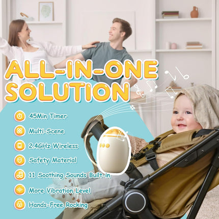 Hands-Free Baby Stroller Rocker Soother | Stroller Rocker Adjustable Vibration with 11 White Noises - Rechargeable Portable Baby Calming Device Universal Accessory for Strollers & Cribs