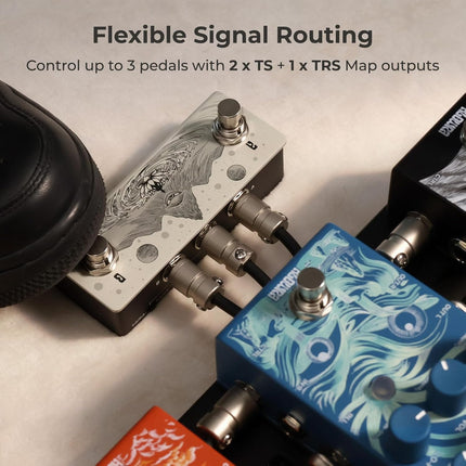 Animus Dual Momentary Footswitch Controller for Guitar Pedals, 1×TRS&2×TS Outputs to Control Up to 3 Pedals, Passive TRS A/B Mapping Switch, Includes TRS Cable(Animus Khaki)