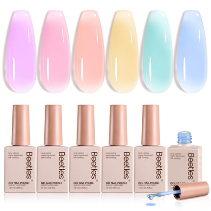 Jelly Gel Nail Polish Set, 6 Colors