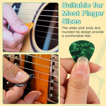Phinus Guitar Picks 50 Pack, 6 Different Thickness Colorful Picks with Organizer Storage Box, Guitar Picks for Acoustic Guitar, Electric Guitar, Bass, Ukulele