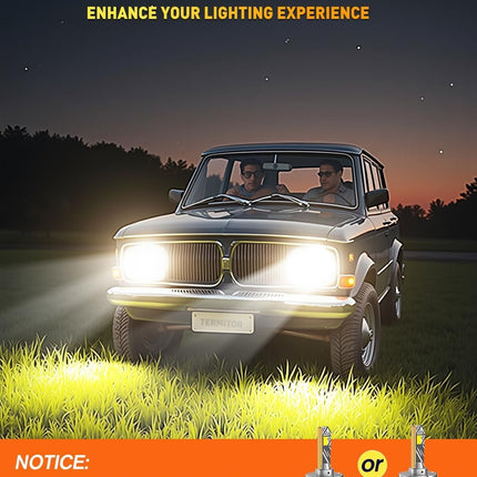 Termitor D1S Bulbs, 6000K Cool White 60000LM High Brightness, IP68 Waterproof Xenon Bulb, 3-Minute Plug and Play, Direct Replacement for 66144 66140 85140 85415, Pack of 2
