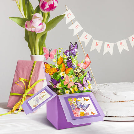 Birthday Cards for Women, Butterfly Pop Up Card Box