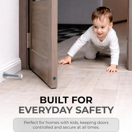 Spring Door Stopper-White – 3-Pack Wall Door Stopper – Easy Installation Doorstop with Rubber Bumper Tip – Heavy Duty Materials and No-Damage Design