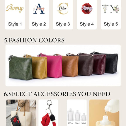 Personalized Cosmetic Bag with Name | Custom Full-Grain Leather Toiletry Bag for Women | Travel & Party Makeup Organizer | Bridesmaid & Mother Gift