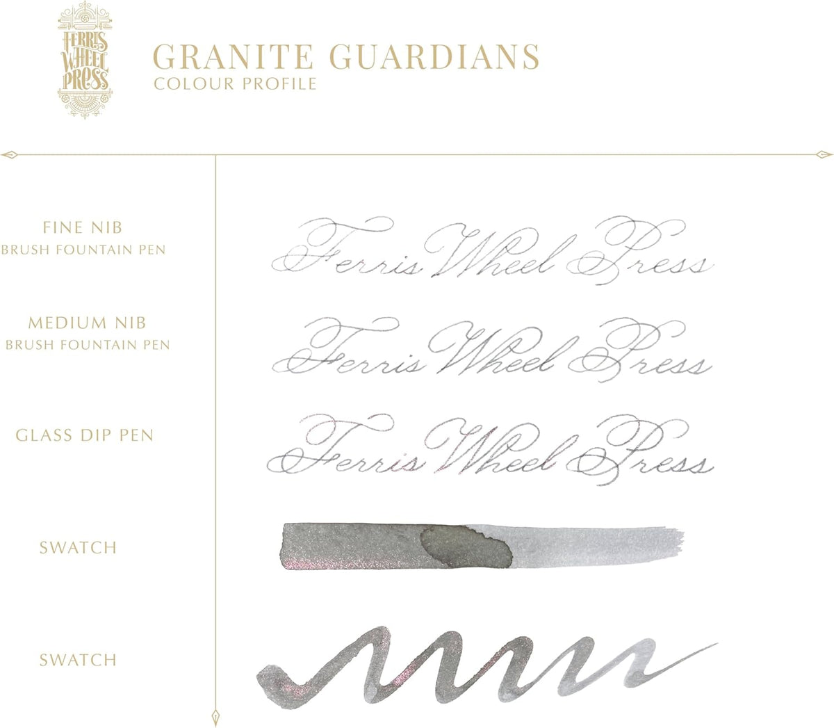 Granite Guardians Stone Grey Fountain Pen Ink with Rose Gold Shimmer, 20ml Bottle - photo 3
