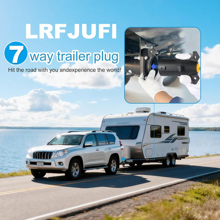 2 Pack Premium 7 Pin Trailer Plug With Built-In Brass Terminals, Heavy-Duty 7 Way Trailer Light Plug Connector Easy Installation，Waterproof 7 Prong Trailer Plug for Various RVs，Trailers，Boat Trailer