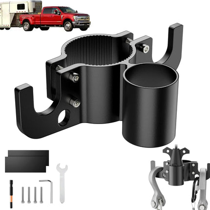 2026 NEW Aluminum Trailer Chain Holder, Heavy Duty Towing Chain Organizer with 7-Way RV Plug Holder Cover,Camper Trailer Towing Accessories-1PCS Set