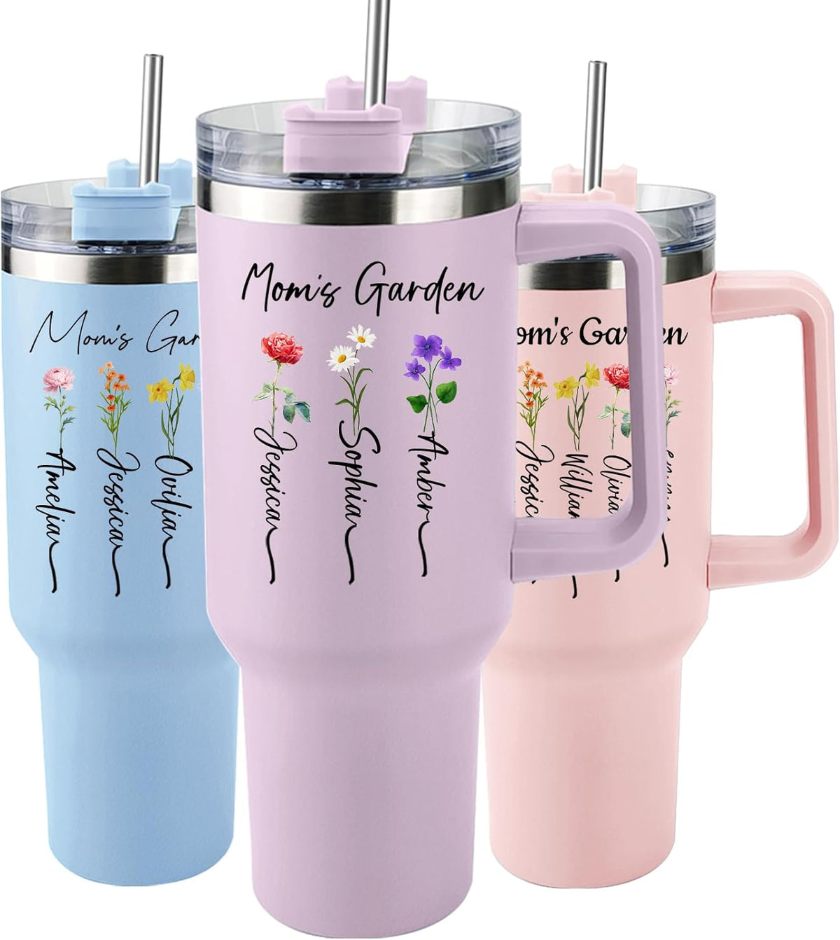 Mothers Day Personalized Mom Tumbler with Kids Names