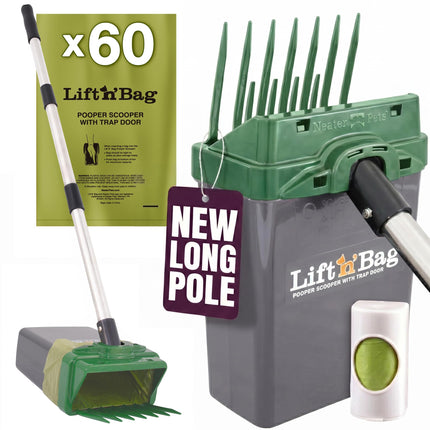 Lift N' Bag Dog Pooper Scooper with 22" Pole, 15 Bags