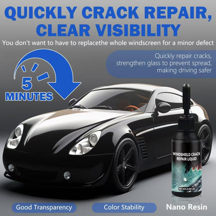 Cracked Windshield Repair Kit for Chips and Cracks, Car Windshield Crack Repair Kit, Glass Repair Liquid for Cracks, Rock Chip Repair Kit Windshield, Windshield Chip Repair Kit (1)