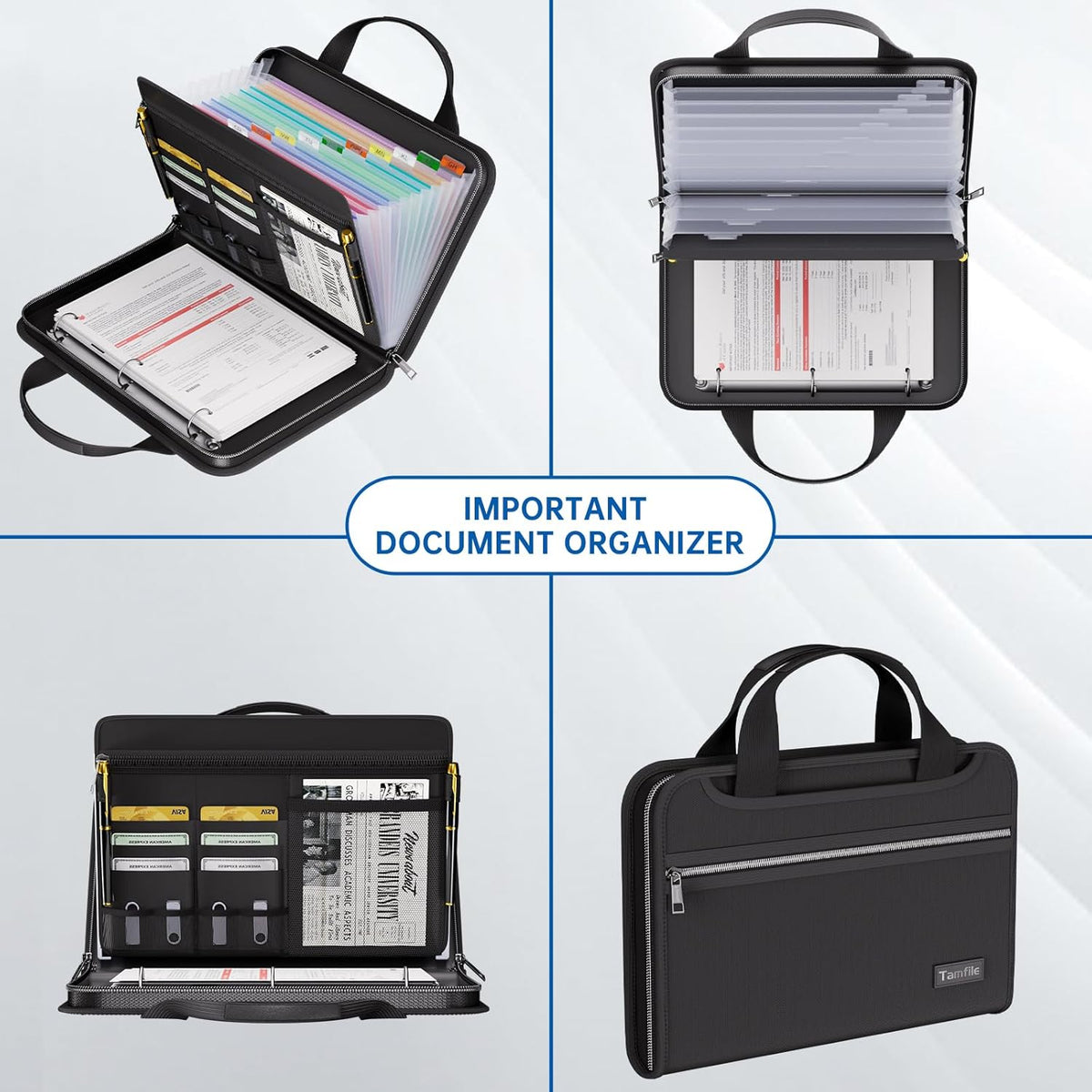 Fireproof Accordion File Organizer with Handle, 13 Pocket Expanding File Folder with Zipper & Labels - photo 4