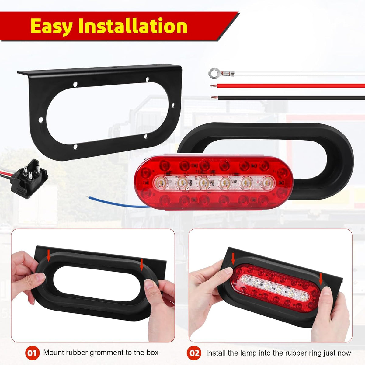 LED Trailer Lights Kit with 6 Inch Oval Tail Lights - photo 4