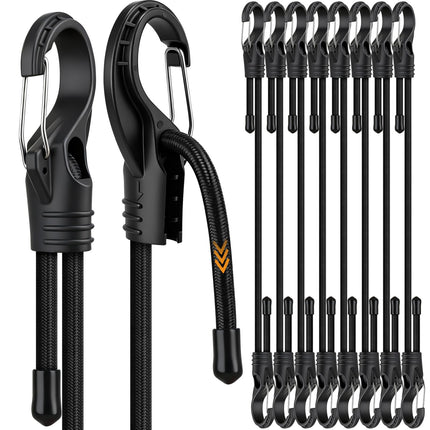 Bungee Cords Heavy Duty Outdoor: 20 Pcs Rubber Bungee Cords with Hooks in a Storage Jar Includes 10", 18", 24", 30", 36", 48" Bungee Cord for Camping, Tent, Fastening Items