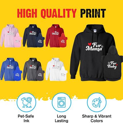 Matching Hoodies for Dogs and Humans - Fur Mama Fur Baby Dog or Cat - Soft Dog Sweatshirt Set - Premium Hoodie is a Great Gift for Christmas, Thanksgiving, Hanukkah, New Years