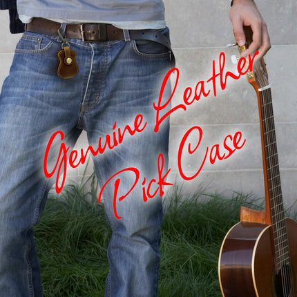 Genuine Leather Guitar Pick Holder Keychain, Guitar Picks Holder Case for 4 Picks, Portable Pick Holder for Guitar with Hook, Ideal Guitar Pick Storage