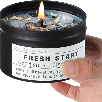 Crystal Candles, Healing Magic Candles, Mind-Body Meditation, Gifts to Encourage Women, New Job Gifts.(Fresh Start)