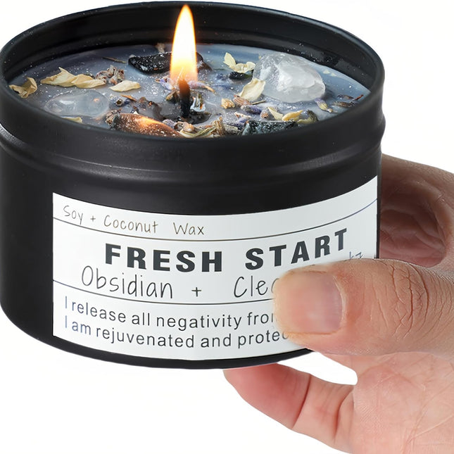 Crystal Candles, Healing Magic Candles, Mind-Body Meditation, Gifts to Encourage Women, New Job Gifts.(Fresh Start)