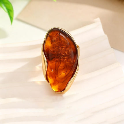 Chunky Statement Oval Ring for Women Boho Big Resin Rings