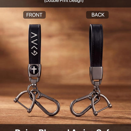 Graduation Gifts, Cross Keychain for Men, Leather Jesus Cross Keychain, Christian Gifts Key chain for Men, Husband, Dad