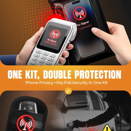 Faraday Bags for Phones & Car Keys: RFID Signal Blocking Pouch Set, Smartphones Cell Phone Faraday Pouch + Car Key Fob Signal Blocker Case Protector Cover, 5G/WiFi/GPS/Bluetooth/RFID Blocking Sleeve