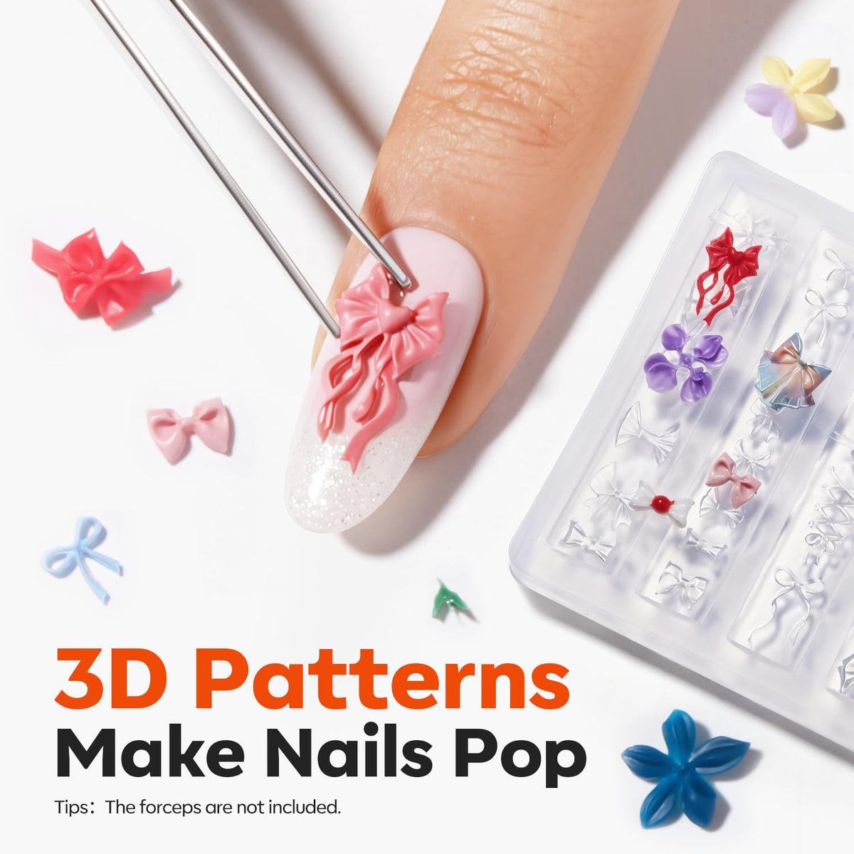 3D Silicone Nail Art Molds with Flower, Lace Bow Designs & Carving Pen - photo 3