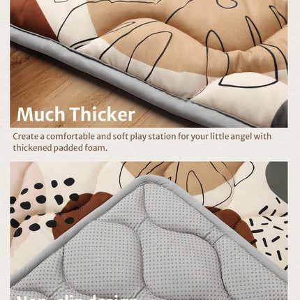 Blissful Diary Portable Baby Play Mats for Floor, Thicker Cushioned Foldable Baby Crawling Mat for Indoor Outdoor, Non-Slip & Washable Kids Playmat for Tummy Time Activity, Boho 43" X 43"