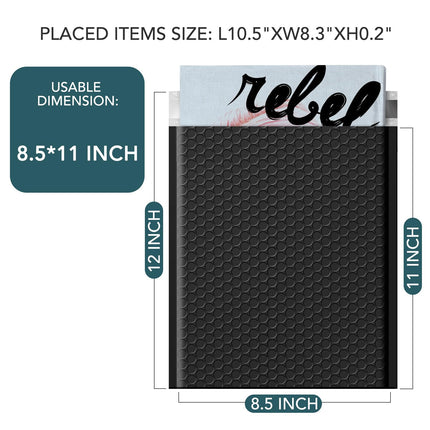 Bubble Mailers 8.5x12" Padded Envelopes Black 40 Pack Self Seal