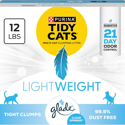 Purina Tidy Cats Lightweight with Glade Clear Springs Multi-Cat, Clumping, Low Dust, Scented Cat Litter - 12 lb. Box