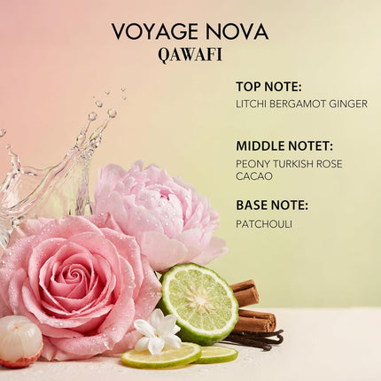 Voyage Nova Eau de Parfum for Women, Lychee Bergamot Ginger, Rose Peony Cocoa Blossom, Elegant Patchouli, Long Lasting Spring Fall Perfume, 50ml 1.7fl oz