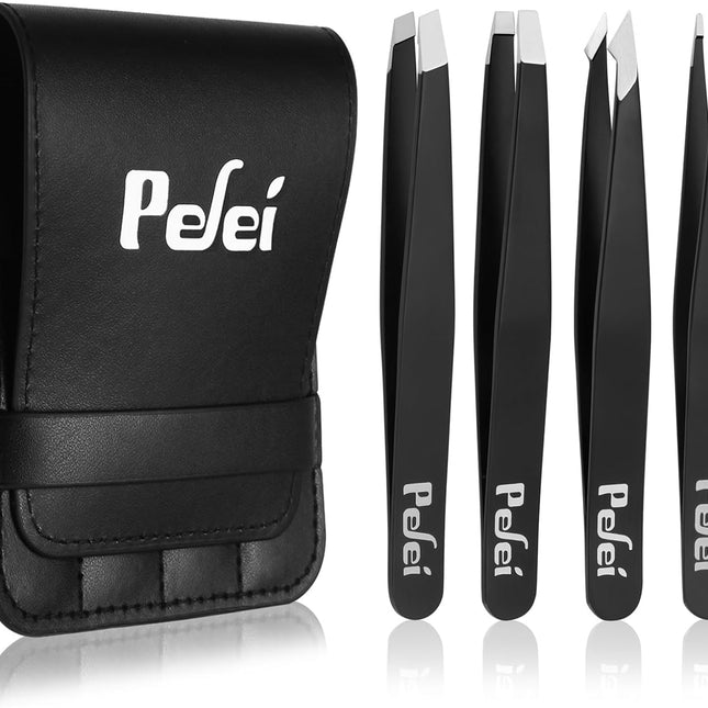 Tweezers Set - Professional Stainless Steel Tweezers for Eyebrows - Great Precision for Facial Hair, Splinter and