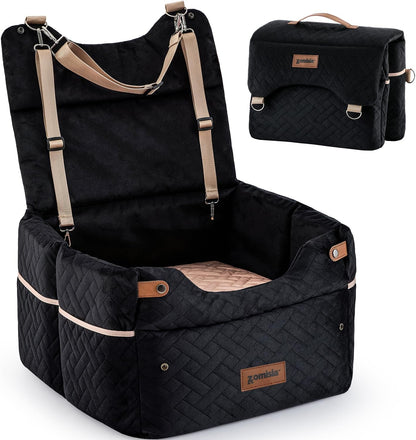 Elevated Dog Car Seat for Medium Dogs, 3 Adjustable Heights with 2 Egg Crate Foam Boosters 4"+2", Dual-Sided