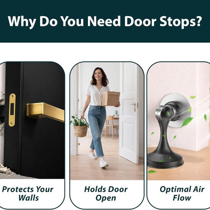 MEGA HANDLES Magnetic Door Stopper, Scratch Free Magnetic Door Catch for Wall, Elegant Magnet Door Stopper for Bottom of The Door- Satin Brass (1 Pack)