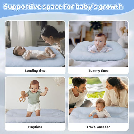 Infant Support Cushion - Baby Support Cushion for Newborn, 0-24 Months, Portable Tummy Time Mat for Home and Travel, Soft Cotton, Supervised Use, Baby Essentials Gift, Brown (Cover Included)