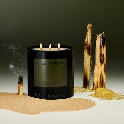 Hinoki Fantôme Scented Candles for Men and Women - Soy, Coconut Wax Candle Blend - Aromatic Candles for Home with Japanese Cypress, Jasmine and Smoked Amber
