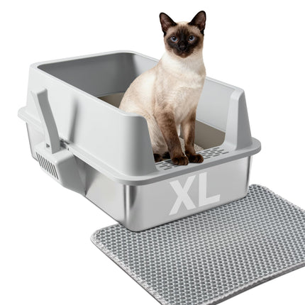 Stainless Steel Litter Box Kitten,Metal Cat Litter Box Low Entry,4" H
